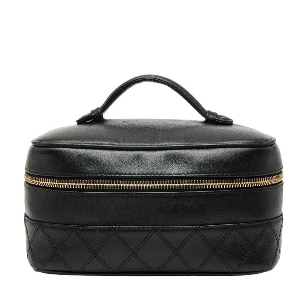 CHANEL Black Lambskin Leather Vanity Bag